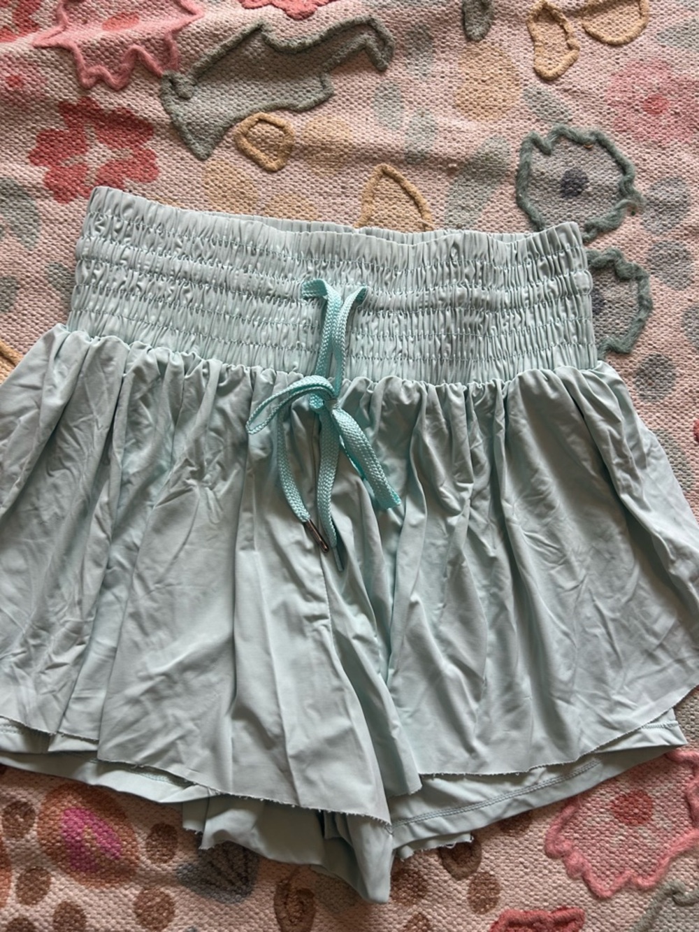 Light Green Smocked Waist Flowy Shorts